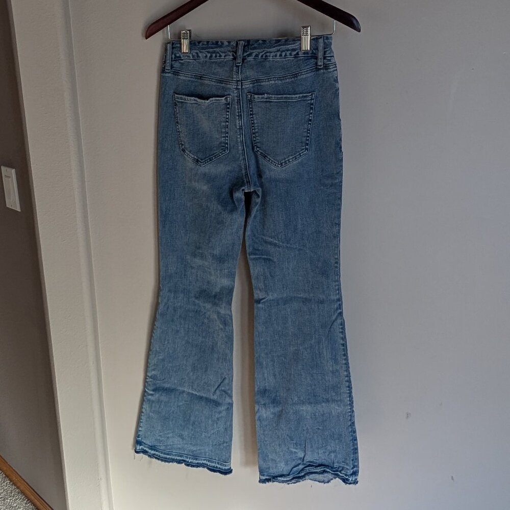 Express 70s flare Mid-Rise Flex Hyper Stretch Denim Jeans Medium Long 6/8/10 - Picture 8 of 11